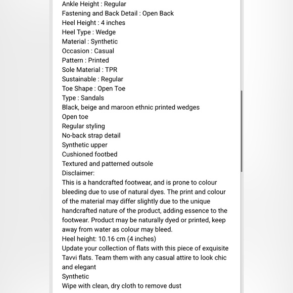 Taavi Black & Beige Ethnic Printed Open Tie Wedges - Picture 10 of 13